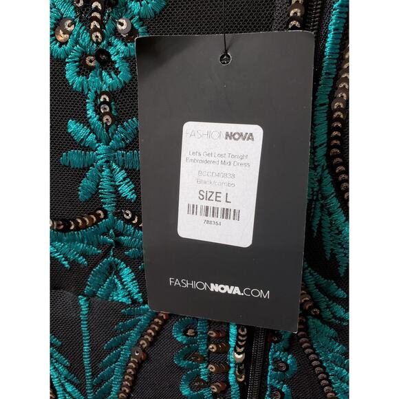 aqua floral embroidered dress Aqua Floral Embroidered and Broderie Midi Dress XL main image 1